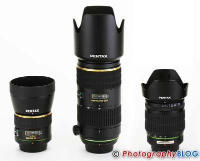 Pentax 55mm, 17-70mm, 60-250mm Lenses
