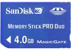 4Gb SanDisk Memory Stick PRO Duo Card