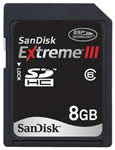 8GB SanDisk Extreme III SDHC Card